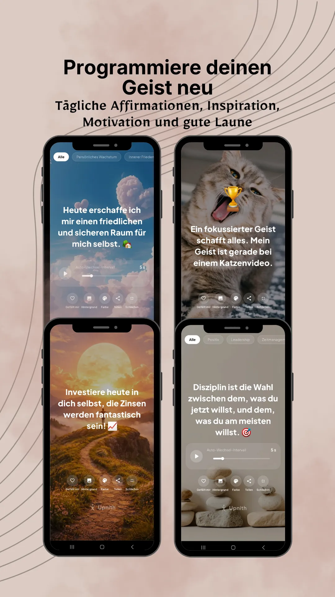 Upnith App Meditations-Oberfläche